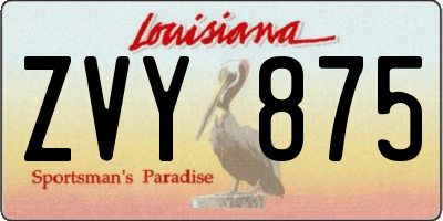 LA license plate ZVY875