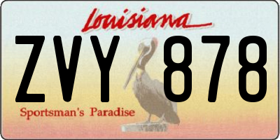 LA license plate ZVY878