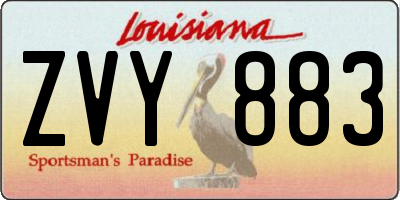 LA license plate ZVY883