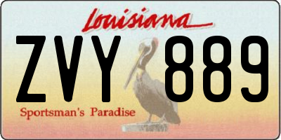 LA license plate ZVY889