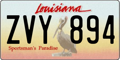 LA license plate ZVY894