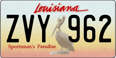 LA license plate ZVY962