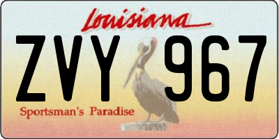 LA license plate ZVY967