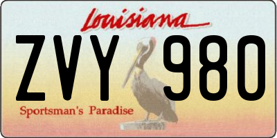 LA license plate ZVY980