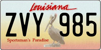 LA license plate ZVY985