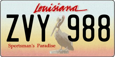LA license plate ZVY988
