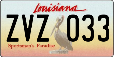 LA license plate ZVZ033