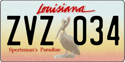 LA license plate ZVZ034