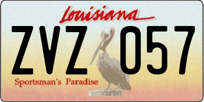 LA license plate ZVZ057