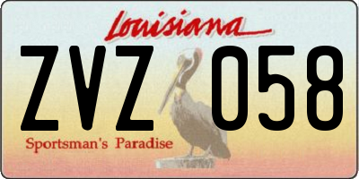 LA license plate ZVZ058