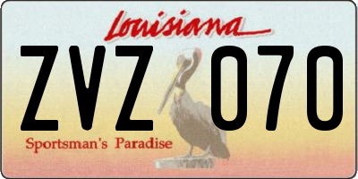 LA license plate ZVZ070