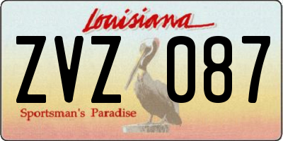 LA license plate ZVZ087