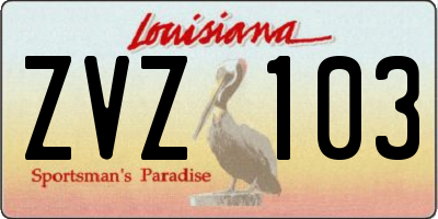 LA license plate ZVZ103