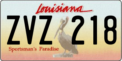 LA license plate ZVZ218