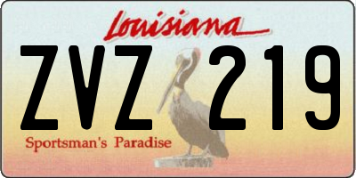 LA license plate ZVZ219