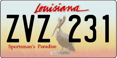 LA license plate ZVZ231