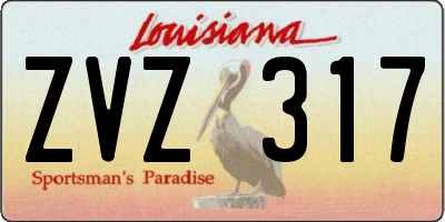 LA license plate ZVZ317