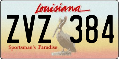 LA license plate ZVZ384
