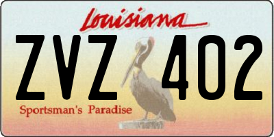 LA license plate ZVZ402