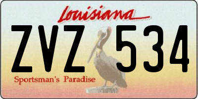 LA license plate ZVZ534