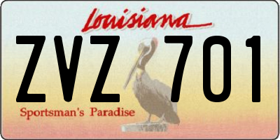 LA license plate ZVZ701