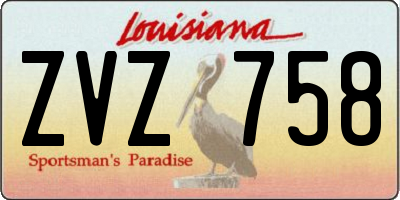 LA license plate ZVZ758