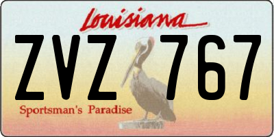 LA license plate ZVZ767