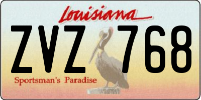 LA license plate ZVZ768