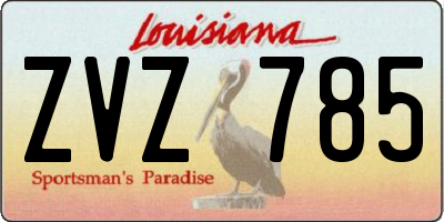 LA license plate ZVZ785