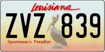 LA license plate ZVZ839
