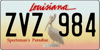 LA license plate ZVZ984