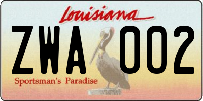 LA license plate ZWA002