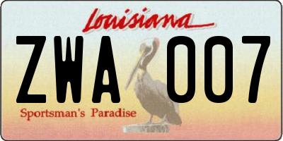 LA license plate ZWA007