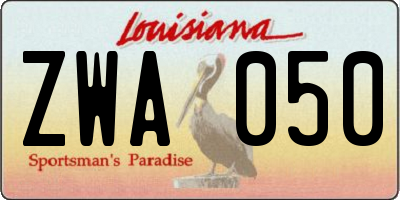 LA license plate ZWA050