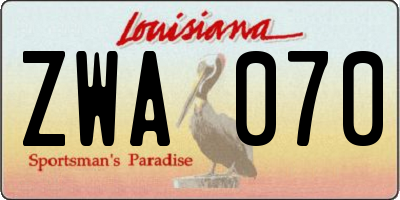 LA license plate ZWA070