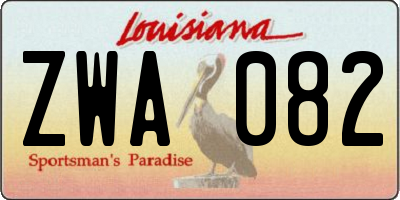 LA license plate ZWA082