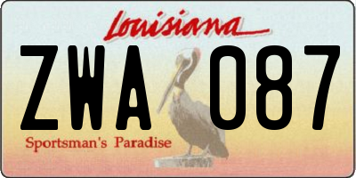 LA license plate ZWA087