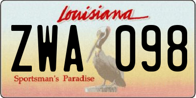 LA license plate ZWA098