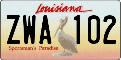 LA license plate ZWA102