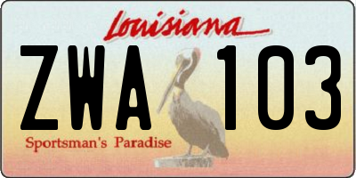 LA license plate ZWA103