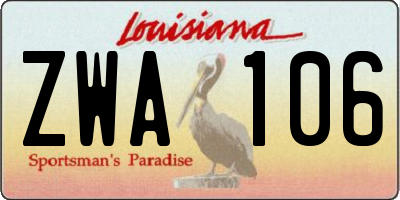 LA license plate ZWA106