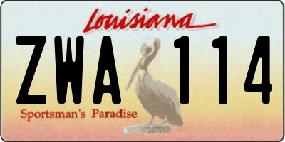 LA license plate ZWA114