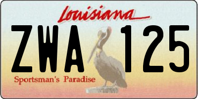 LA license plate ZWA125