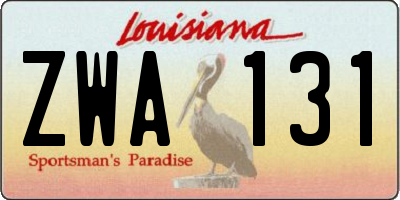LA license plate ZWA131