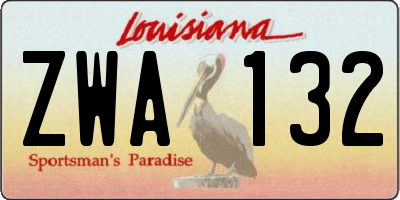 LA license plate ZWA132