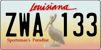 LA license plate ZWA133