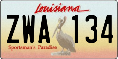 LA license plate ZWA134