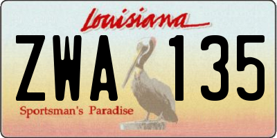 LA license plate ZWA135