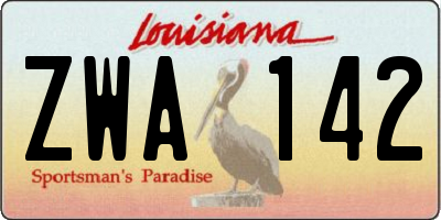 LA license plate ZWA142