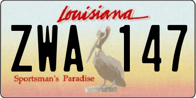 LA license plate ZWA147